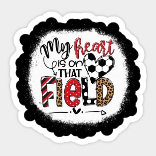 My heart is on that Field Soccer Red Leopard Tee Soccer Mom Sticker